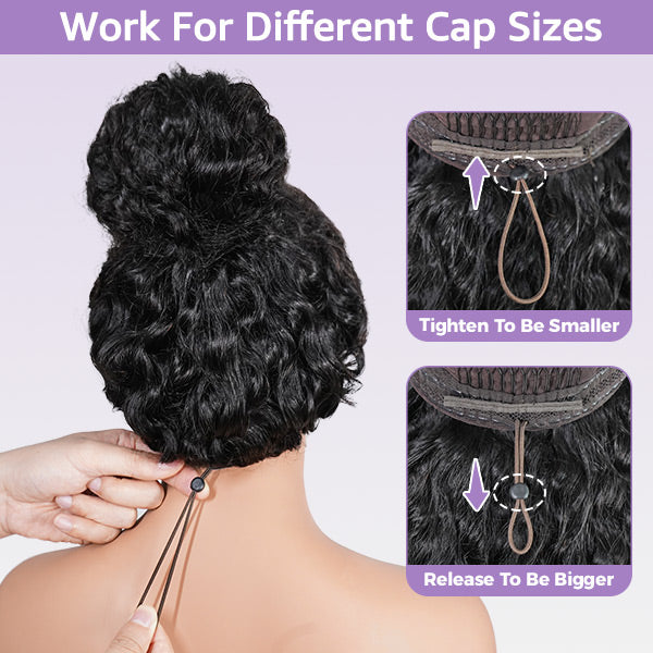 OQHAIR Wear Go Wigs Water Wave Hair Pre Cut 7x5 HD Lace Closure Short Bob Glueless Wig