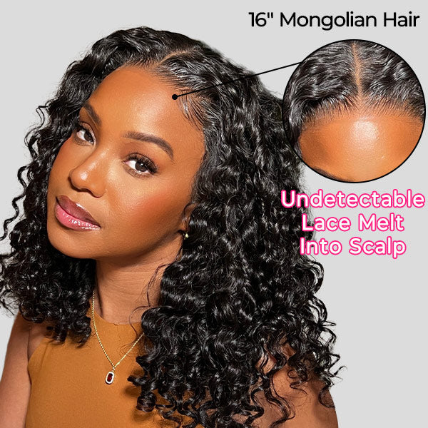 OQHAIR Wear Go Wigs Water Wave Hair Pre Cut 7x5 HD Lace Closure Short Bob Glueless Wig