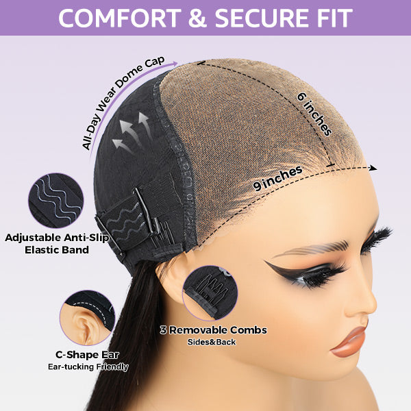 OQ HAIR M-cap Straight Hair 4/27 Highlight Color Wear Go Glueless Wigs Invisible Knots Pre Cut 9x6 Lace Wigs