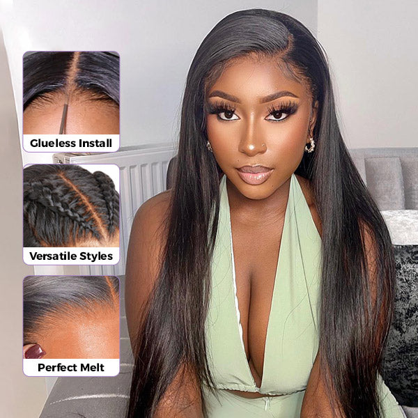 OQ HAIR M-cap Straight Hair 4/27 Highlight Color Wear Go Glueless Wigs Invisible Knots Pre Cut 9x6 Lace Wigs