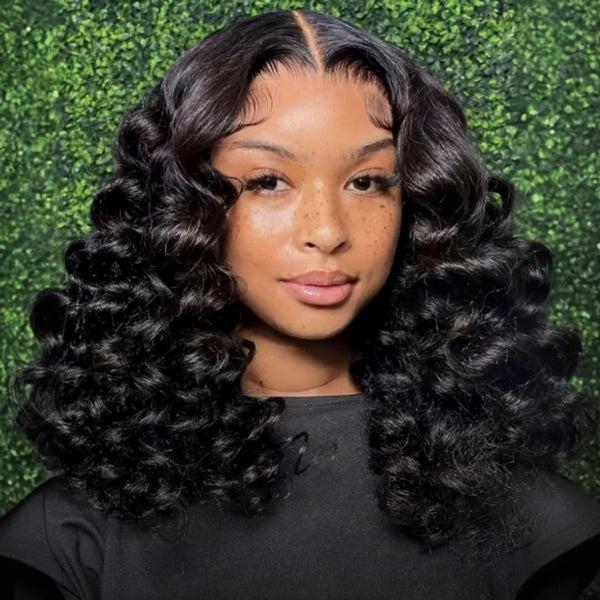 OQ HAIR Wand Curl Pre-cut 7x5 HD Lace Bleached Knots Wear Go Glueless Wig Easy Install Beginner Friendly