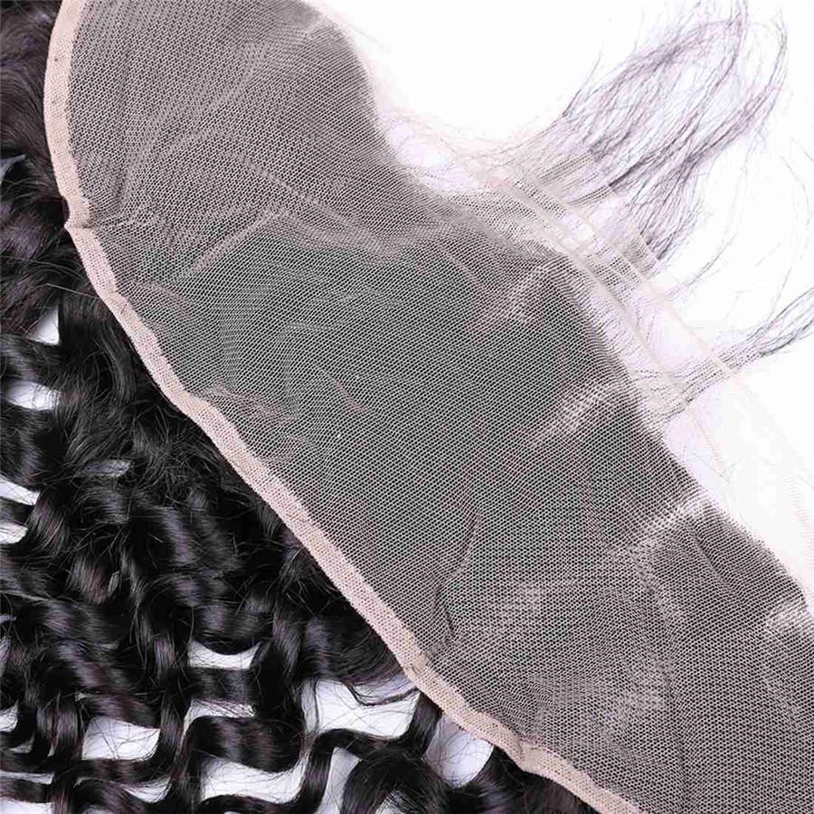 9A Water Wave Human Hair 3 Bundles with 13*4 Lace Frontal Natural Black