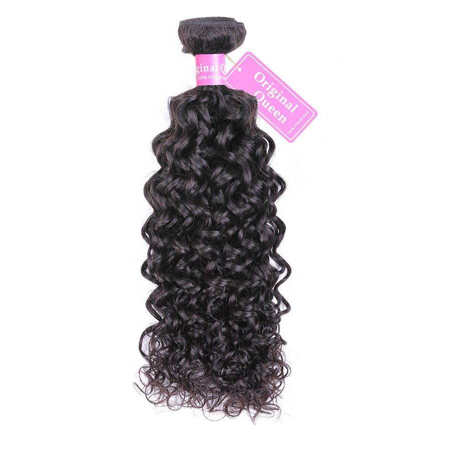 9A Water Wave Human Hair 3 Bundles with 13*4 Lace Frontal Natural Black