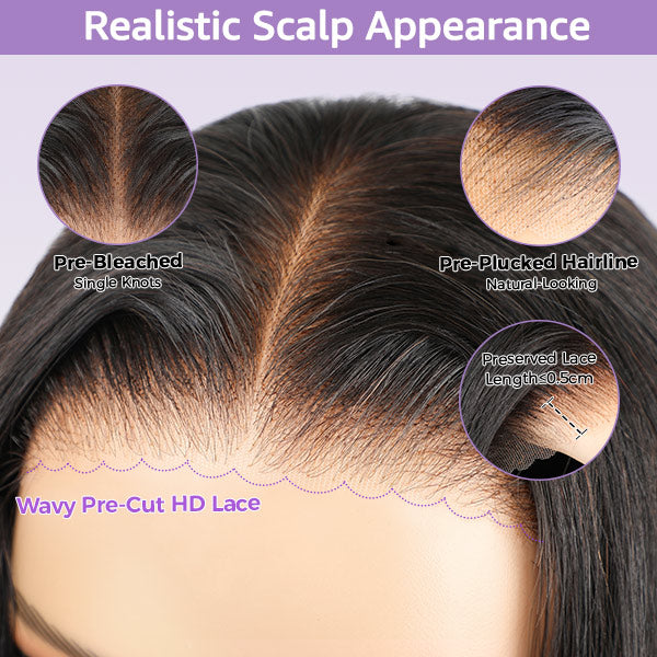 OQ HAIR Wand Curl Pre-cut 7x5 HD Lace Bleached Knots Wear Go Glueless Wig Easy Install Beginner Friendly