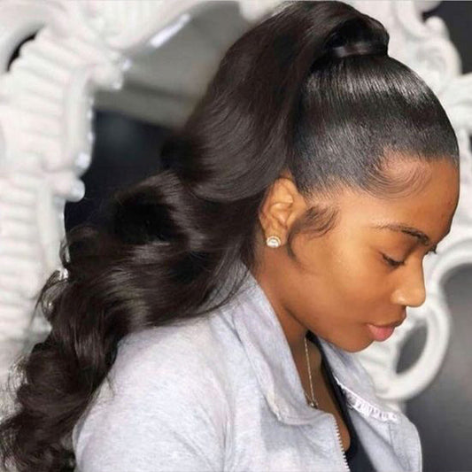 Body Wave Ponytail With Clip In 100% Human Hair Wrap-around Magic Velcro Ponytail Extension Quality Hair
