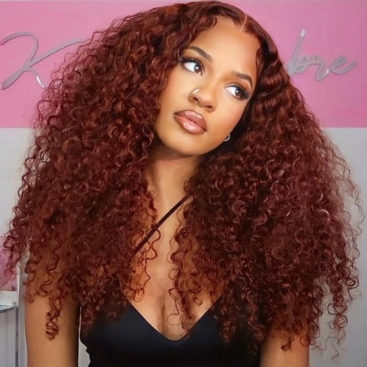 Glueless Color Wigs Water Wave Reddish Brown Color Wear Go Glueless Wig Pre-cut Lace Wig Preplucked 7x5 Lace Wig