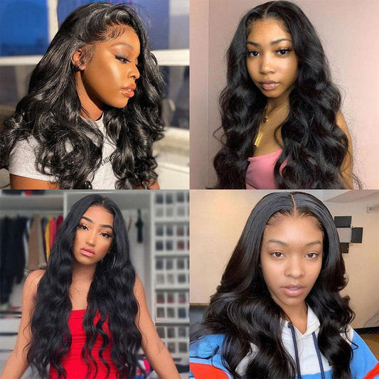 Lace Front Wigs T-part Human Hair Wigs Body Wave 6Inches Deep Middle Lace Part Wigs for Women