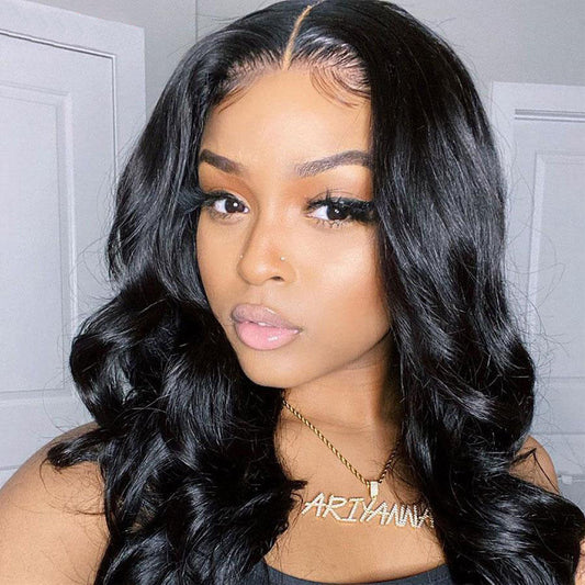 T-part Lace Front Wigs Human Hair Loose Wave 6Inches Deep Middle T Part Wigs Pre-plucked Natural Hairline with Baby Hair